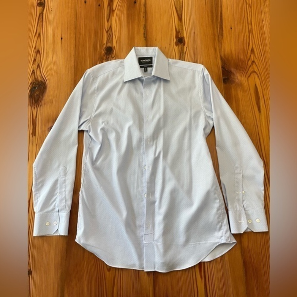 🔥 BONOBOS Swiss Performance Dress Shirt 16/34 Slim Fit - Blue 🔵
